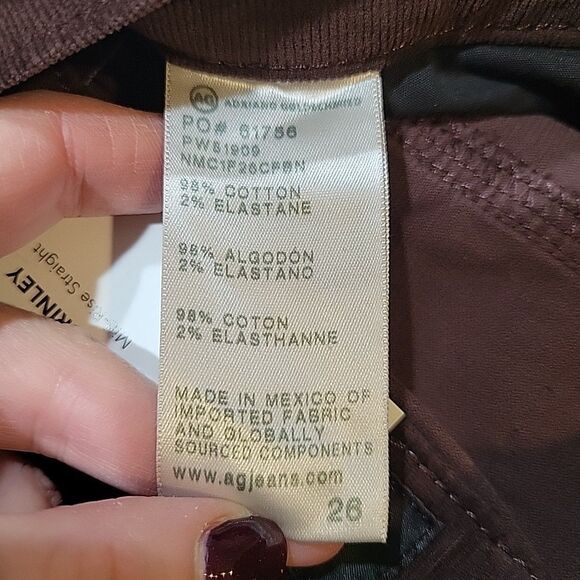 NWT AG Denim Brinley Mid Rise Straight Corduroy Jeans Chocolate Brown Size 26 - Picture 10 of 12